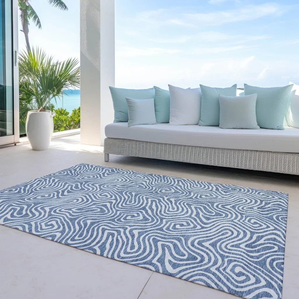 LOOMLAN Rugs Raya Blue Washable Indoor-Outdoor Rug