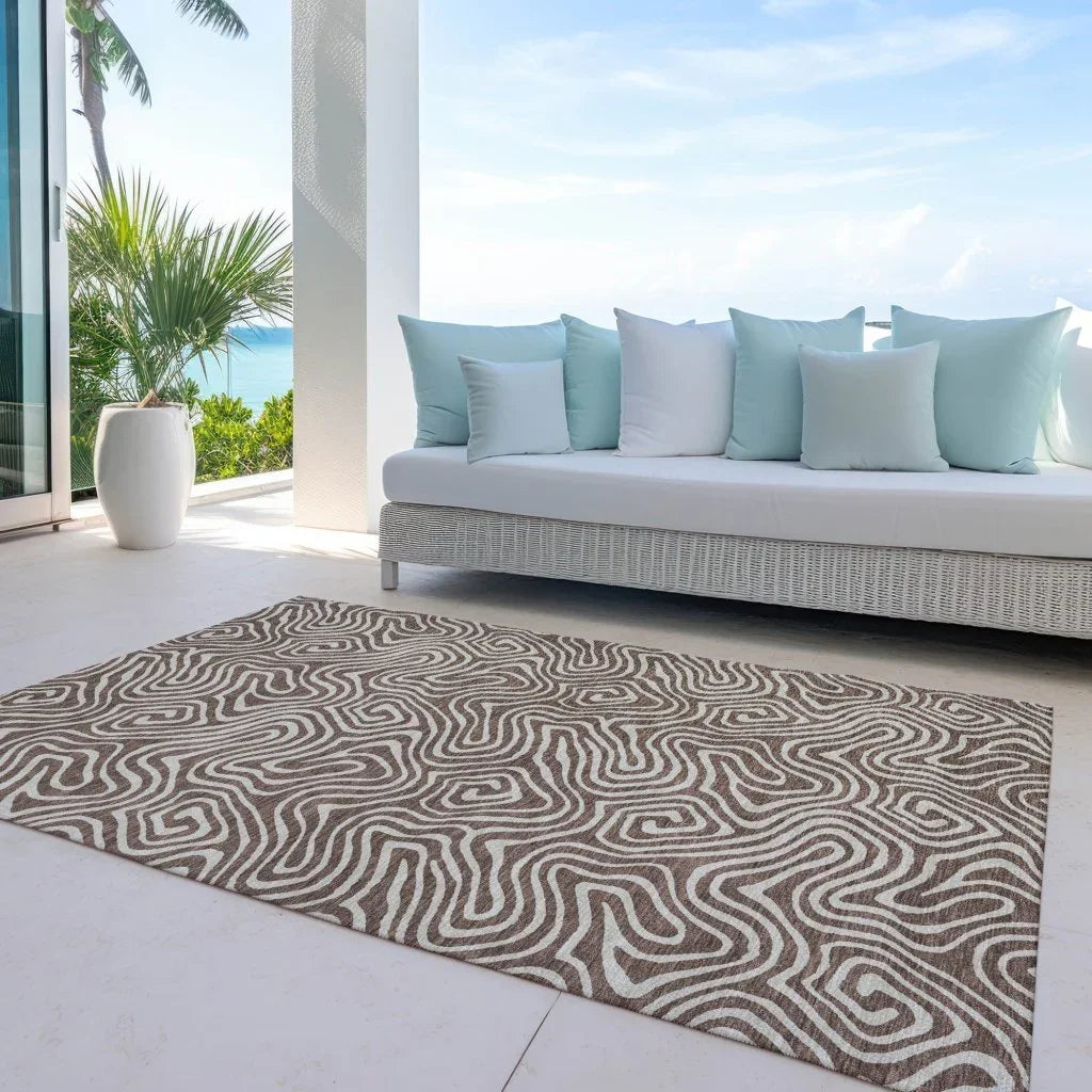 LOOMLAN Rugs Raya Brown Washable Indoor-Outdoor Rug