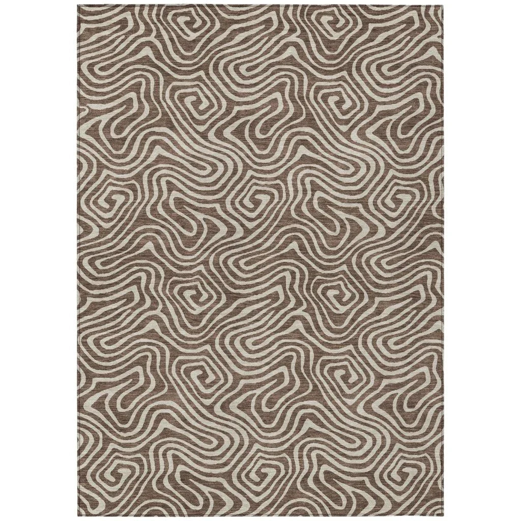 LOOMLAN Rugs Raya Brown Washable Indoor-Outdoor Rug