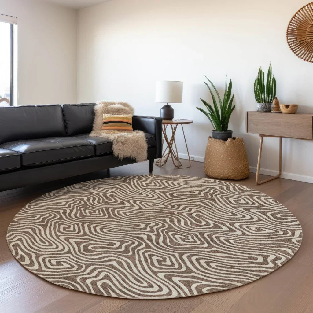 LOOMLAN Rugs Raya Brown Washable Indoor-Outdoor Rug