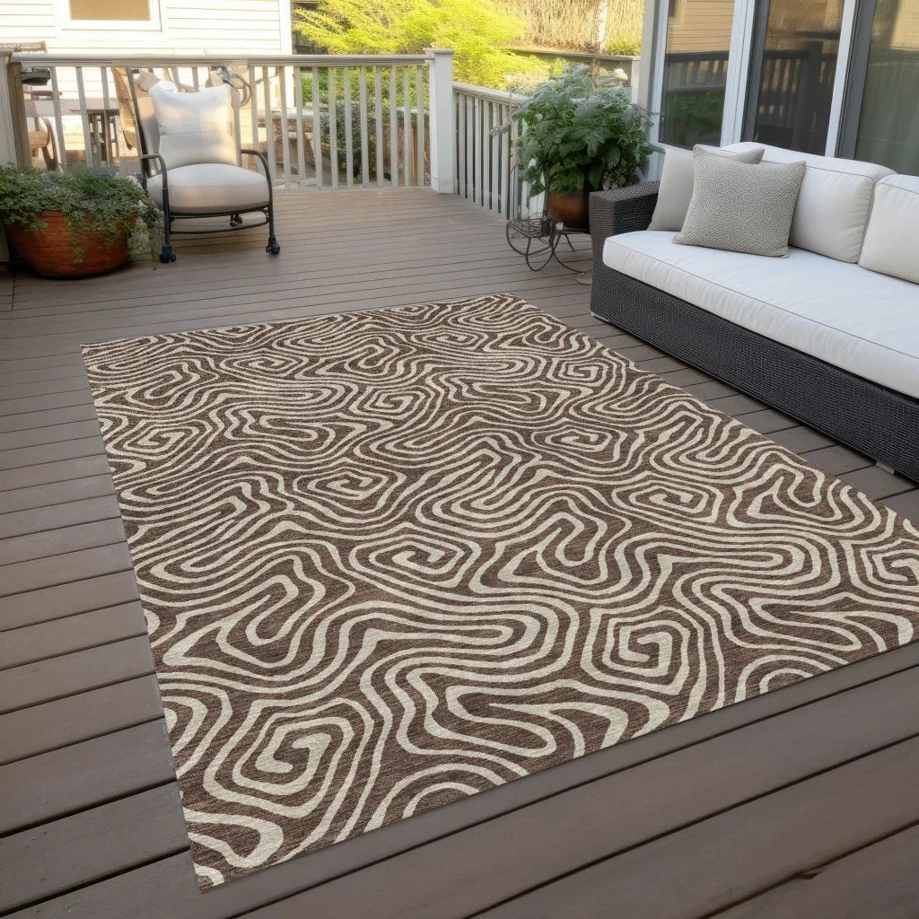 LOOMLAN Rugs Raya Brown Washable Indoor-Outdoor Rug