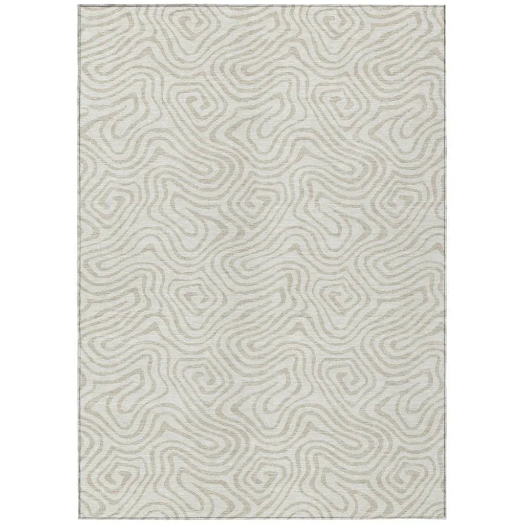 LOOMLAN Rugs Raya Ivory Washable Indoor-Outdoor Rug