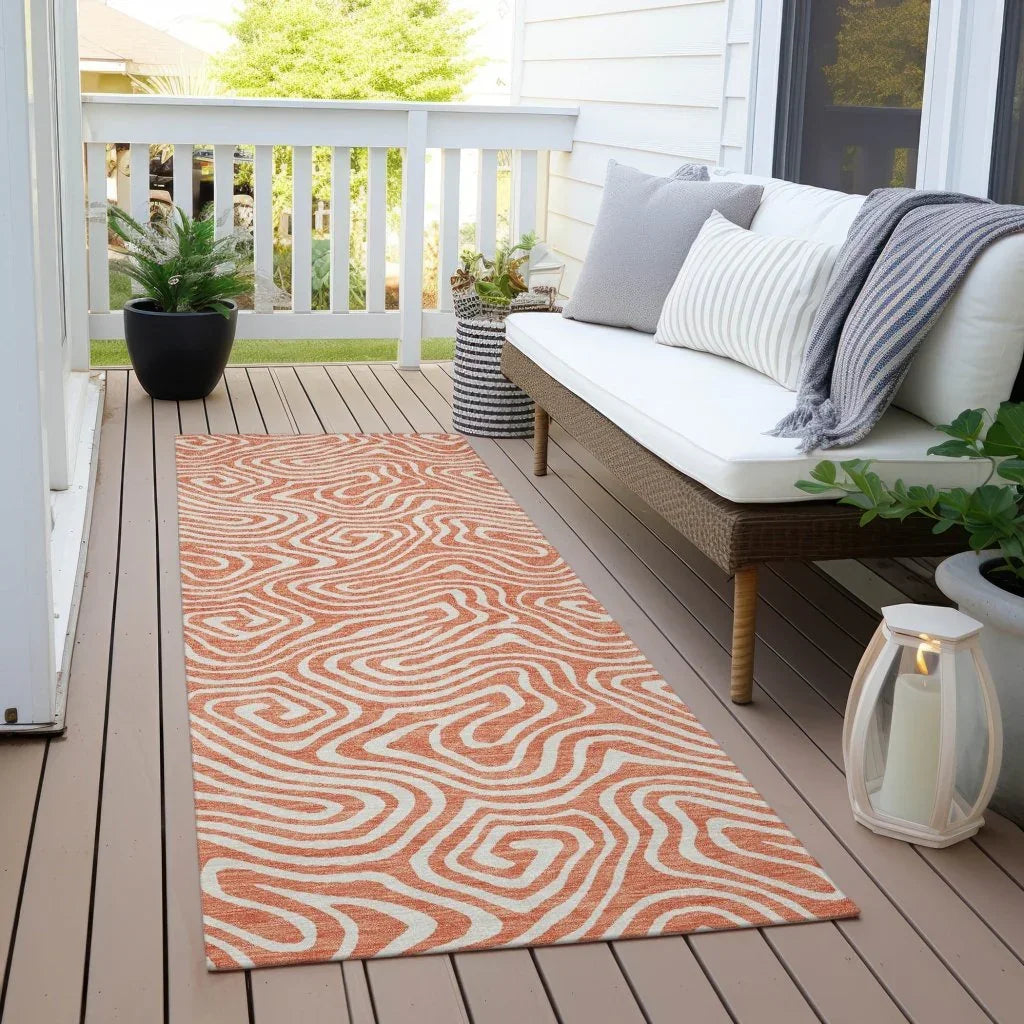 LOOMLAN Rugs Raya Orange Washable Indoor-Outdoor Rug