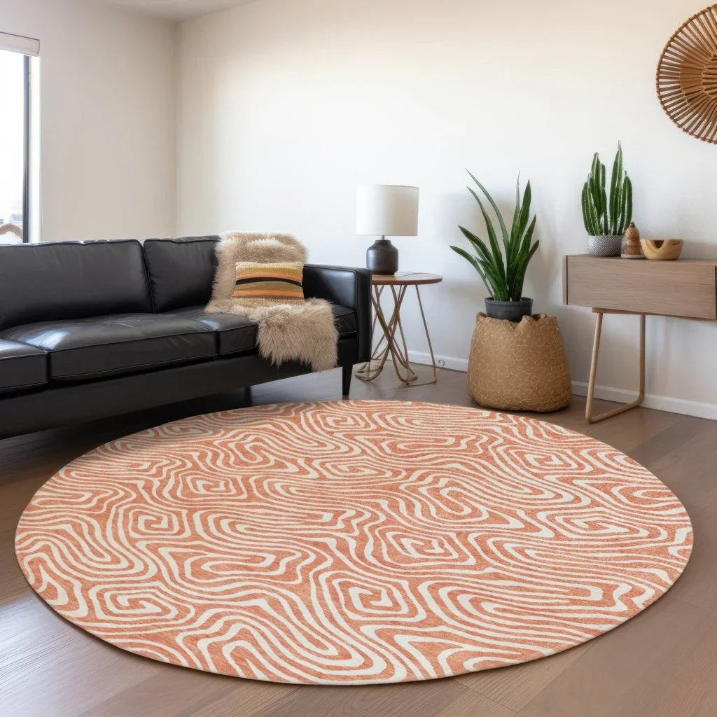 LOOMLAN Rugs Raya Orange Washable Indoor-Outdoor Rug
