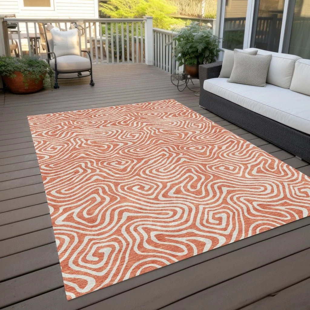 LOOMLAN Rugs Raya Orange Washable Indoor-Outdoor Rug