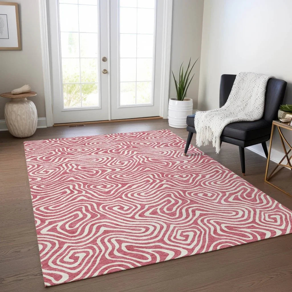 LOOMLAN Rugs Raya Pink Washable Indoor-Outdoor Rug