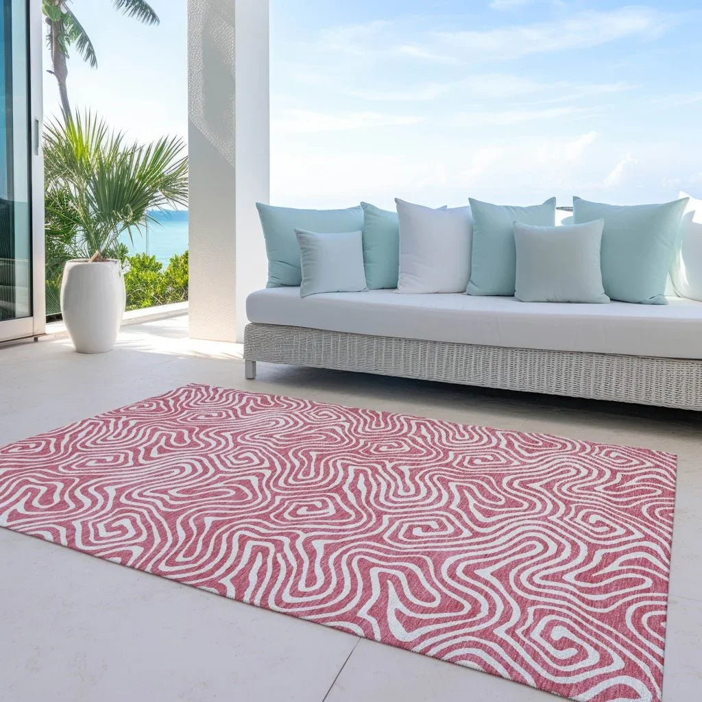 LOOMLAN Rugs Raya Pink Washable Indoor-Outdoor Rug