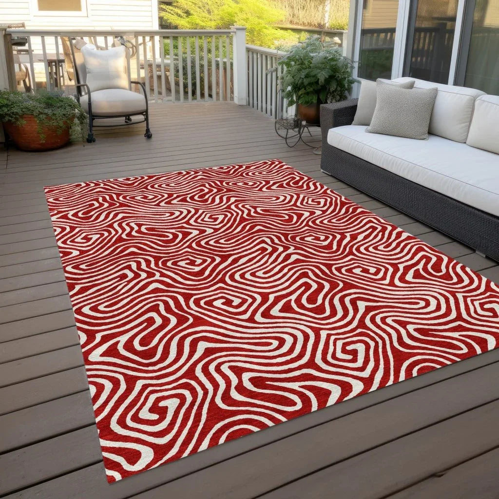 LOOMLAN Rugs Raya Red Washable Indoor-Outdoor Rug