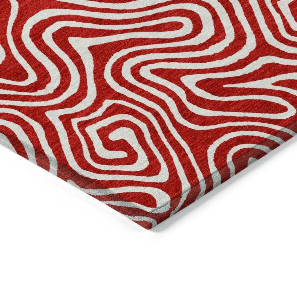 LOOMLAN Rugs Raya Red Washable Indoor-Outdoor Rug