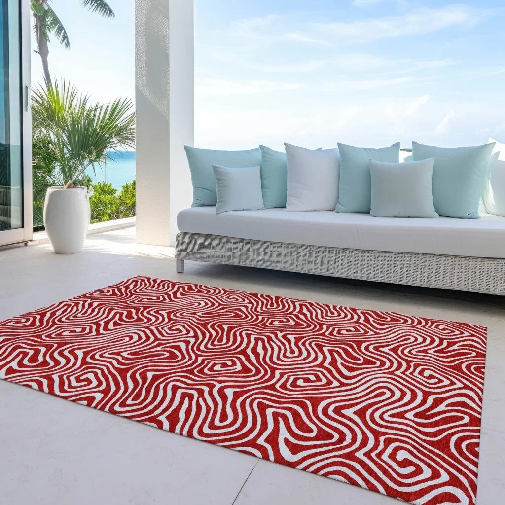 LOOMLAN Rugs Raya Red Washable Indoor-Outdoor Rug
