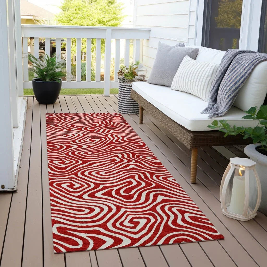 LOOMLAN Rugs Raya Red Washable Indoor-Outdoor Rug