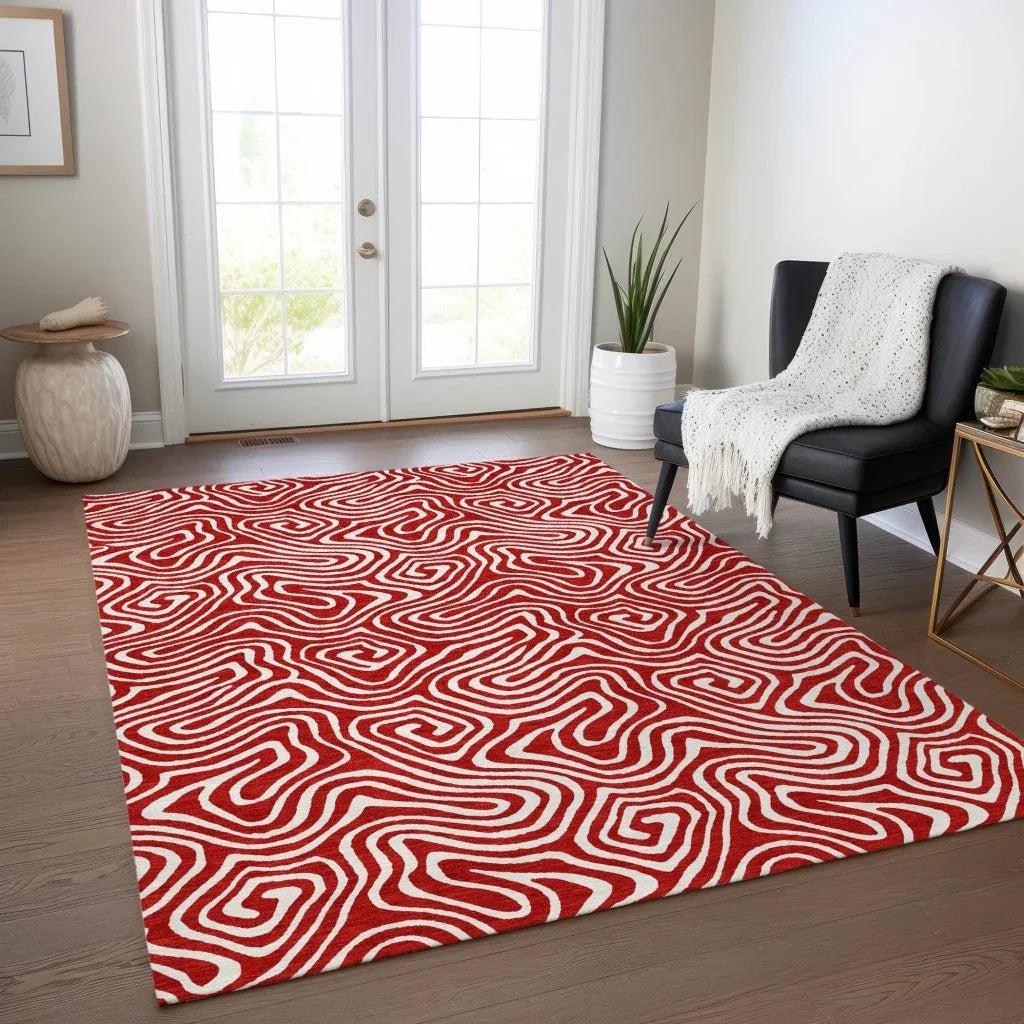 LOOMLAN Rugs Raya Red Washable Indoor-Outdoor Rug