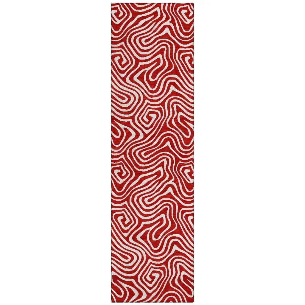 LOOMLAN Rugs Raya Red Washable Indoor-Outdoor Rug