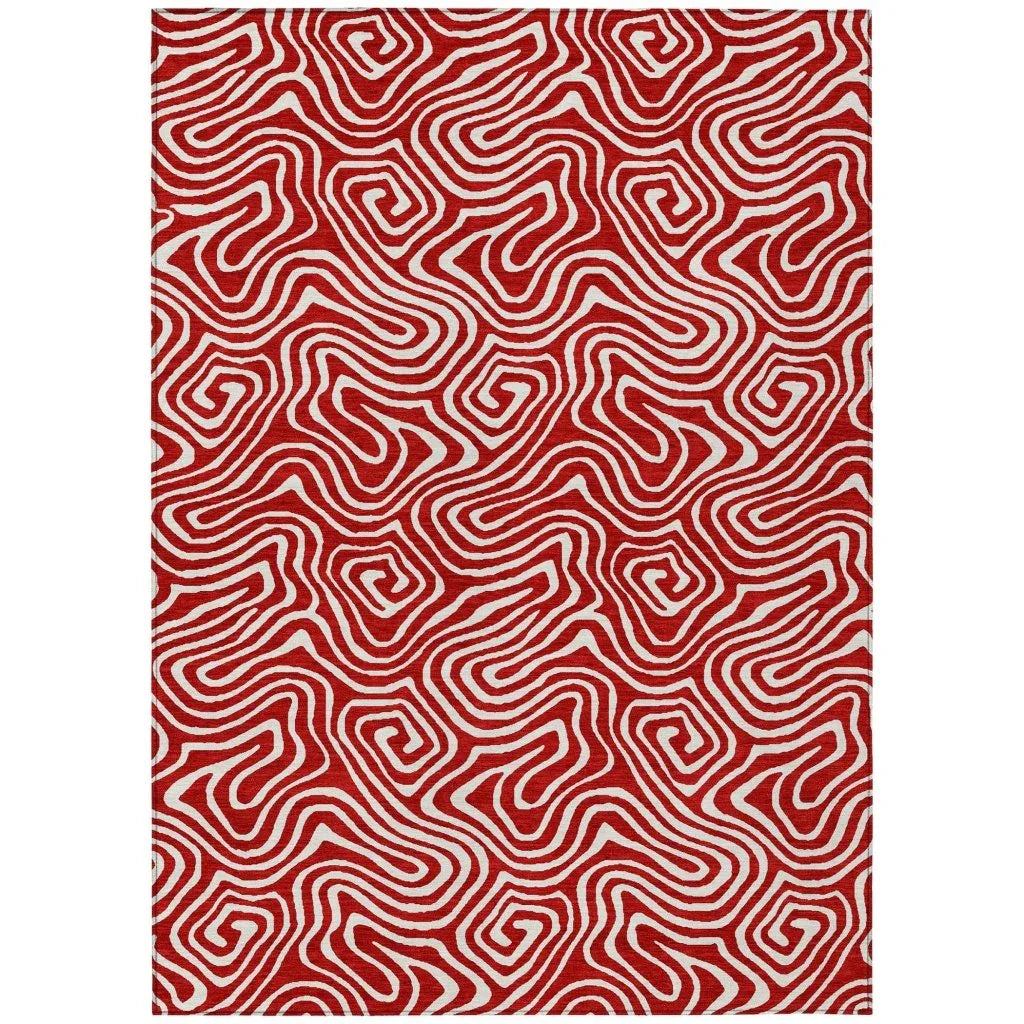 LOOMLAN Rugs Raya Red Washable Indoor-Outdoor Rug