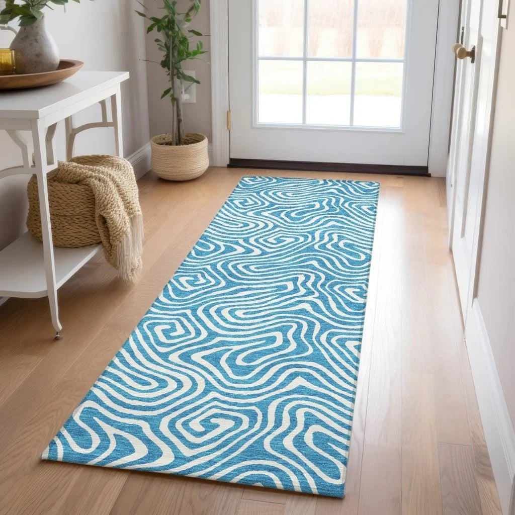LOOMLAN Rugs Raya Teal Washable Indoor-Outdoor Rug