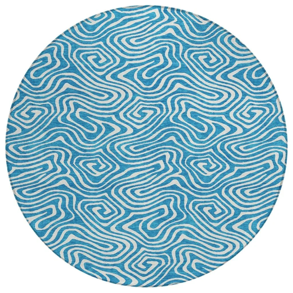 LOOMLAN Rugs Raya Teal Washable Indoor-Outdoor Rug