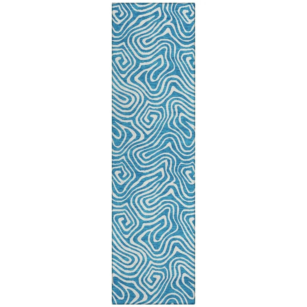 LOOMLAN Rugs Raya Teal Washable Indoor-Outdoor Rug