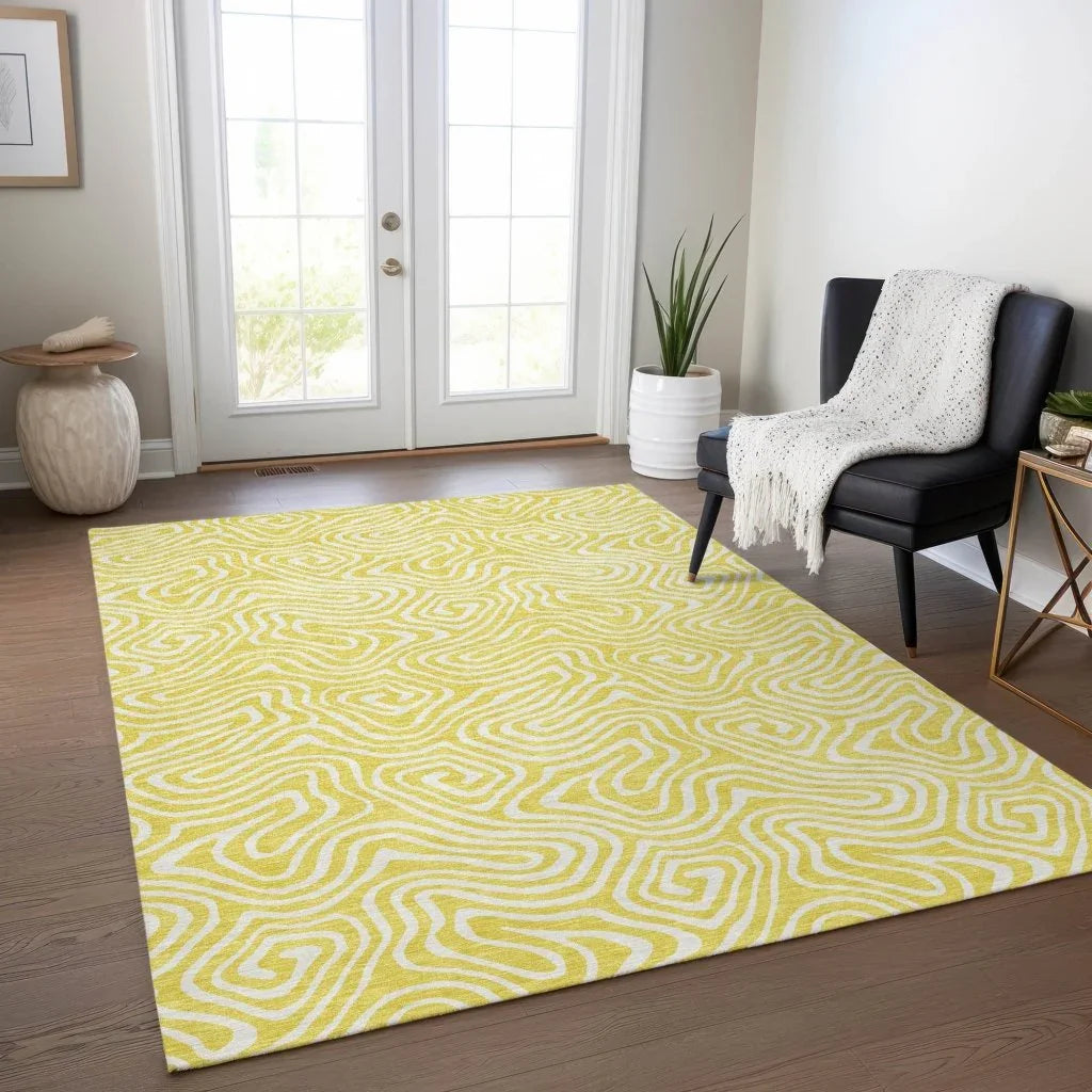 LOOMLAN Rugs Raya Yellow Washable Indoor-Outdoor Rug