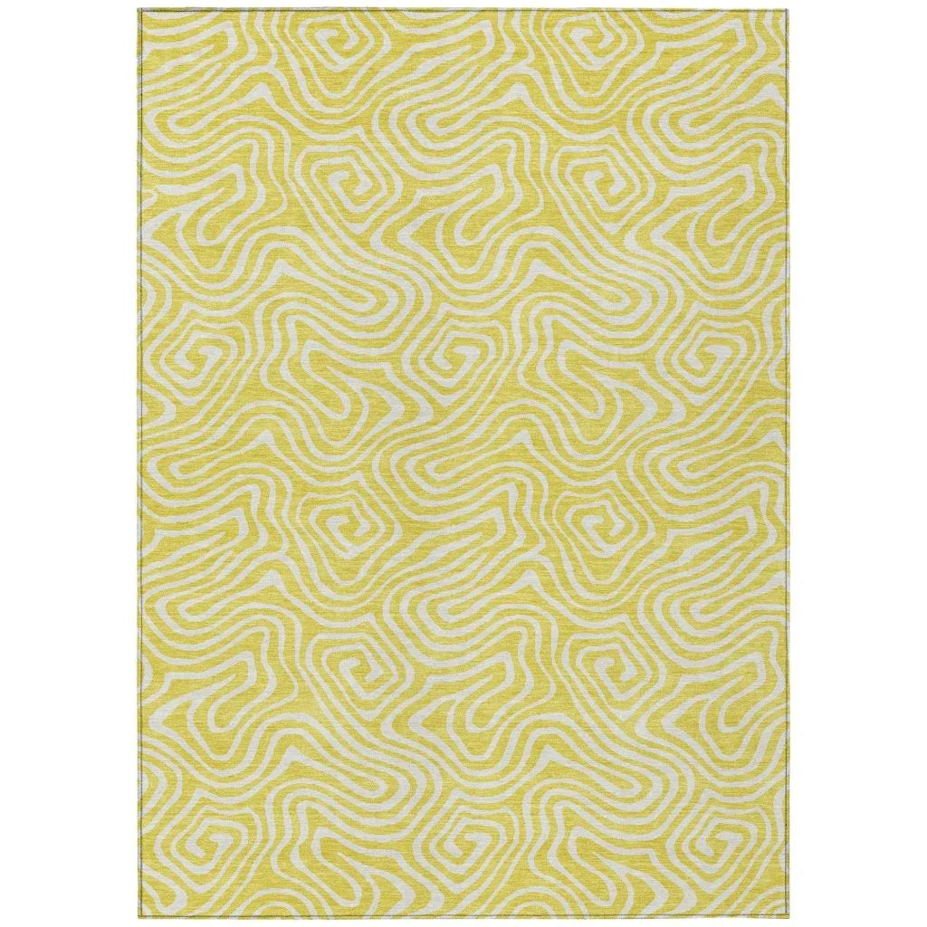 LOOMLAN Rugs Raya Yellow Washable Indoor-Outdoor Rug