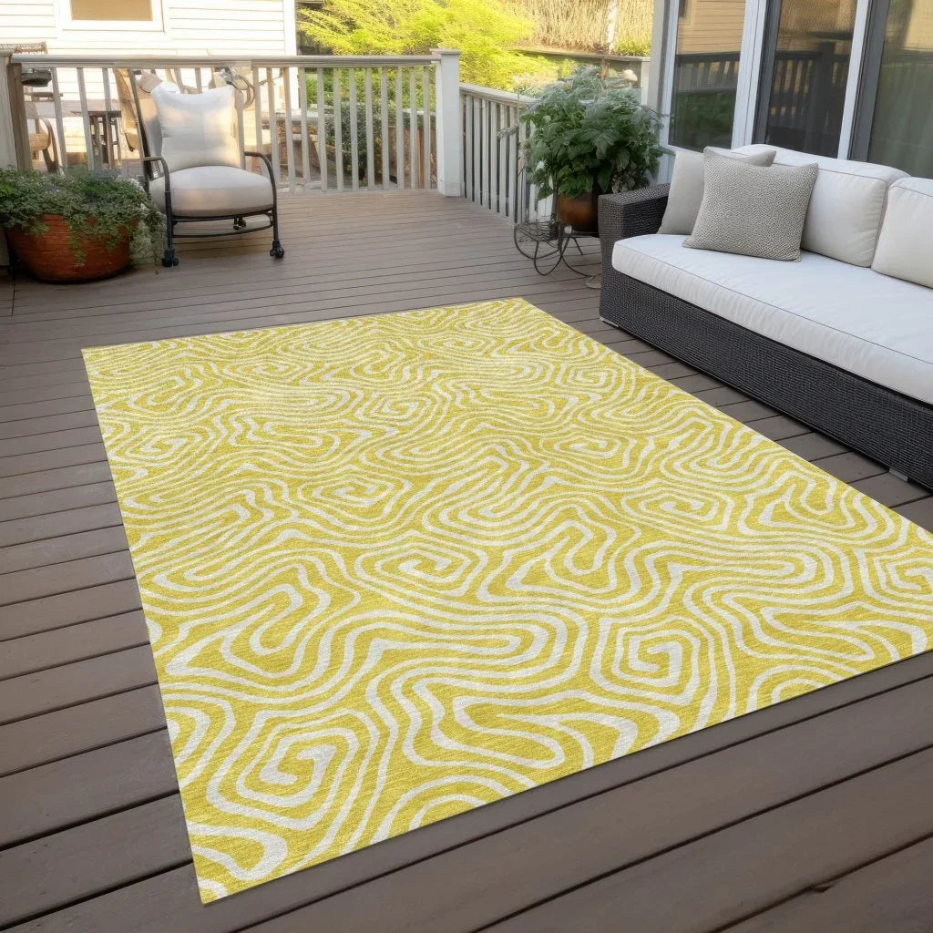 LOOMLAN Rugs Raya Yellow Washable Indoor-Outdoor Rug