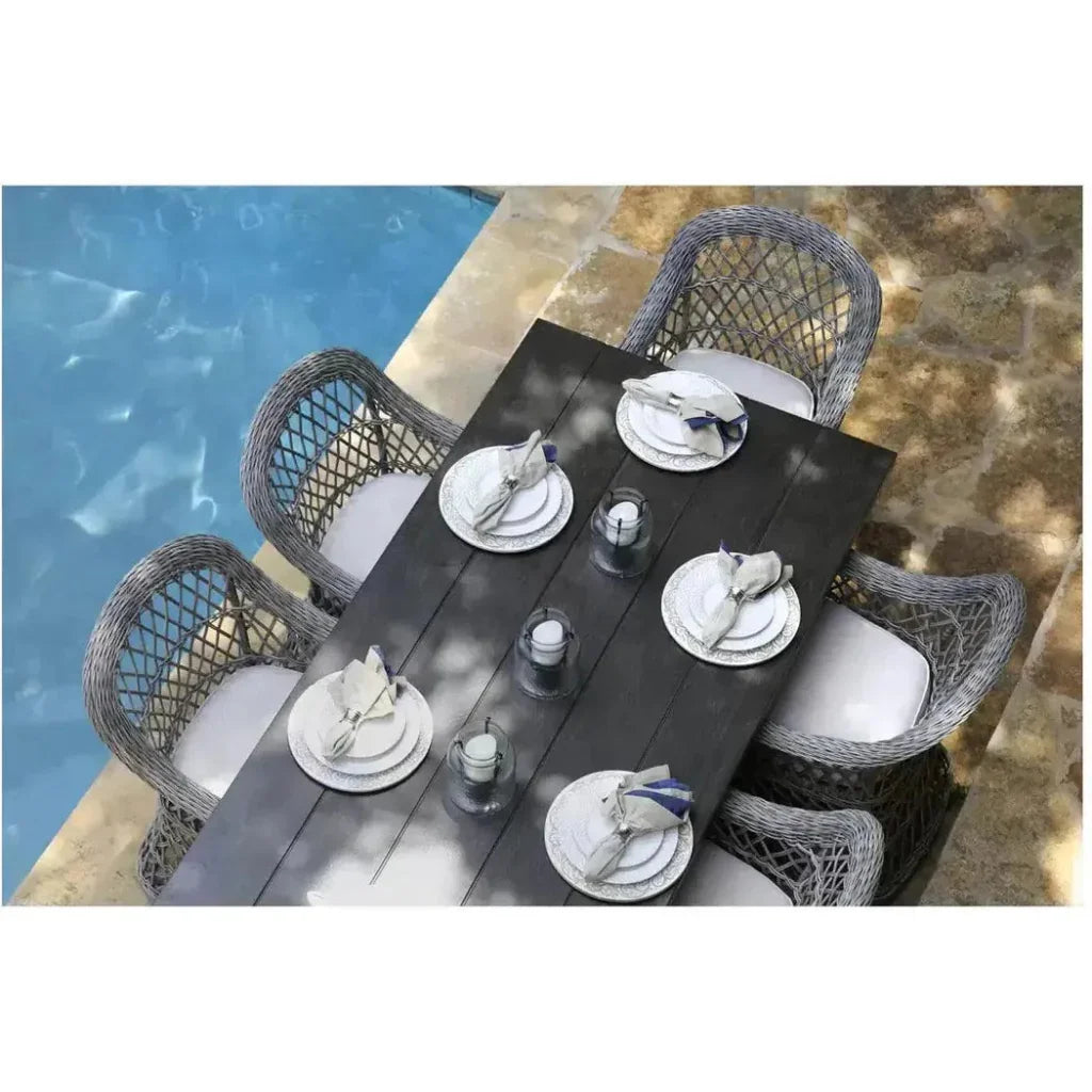 Rectangular 7PC Outdoor Dining Set Wicker Armchairs - LOOMLAN - LOOMLAN - Outdoor Dining Sets