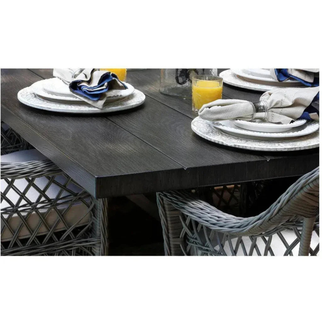 LOOMLAN Rectangular 7PC Outdoor Dining Set Wicker Armchairs