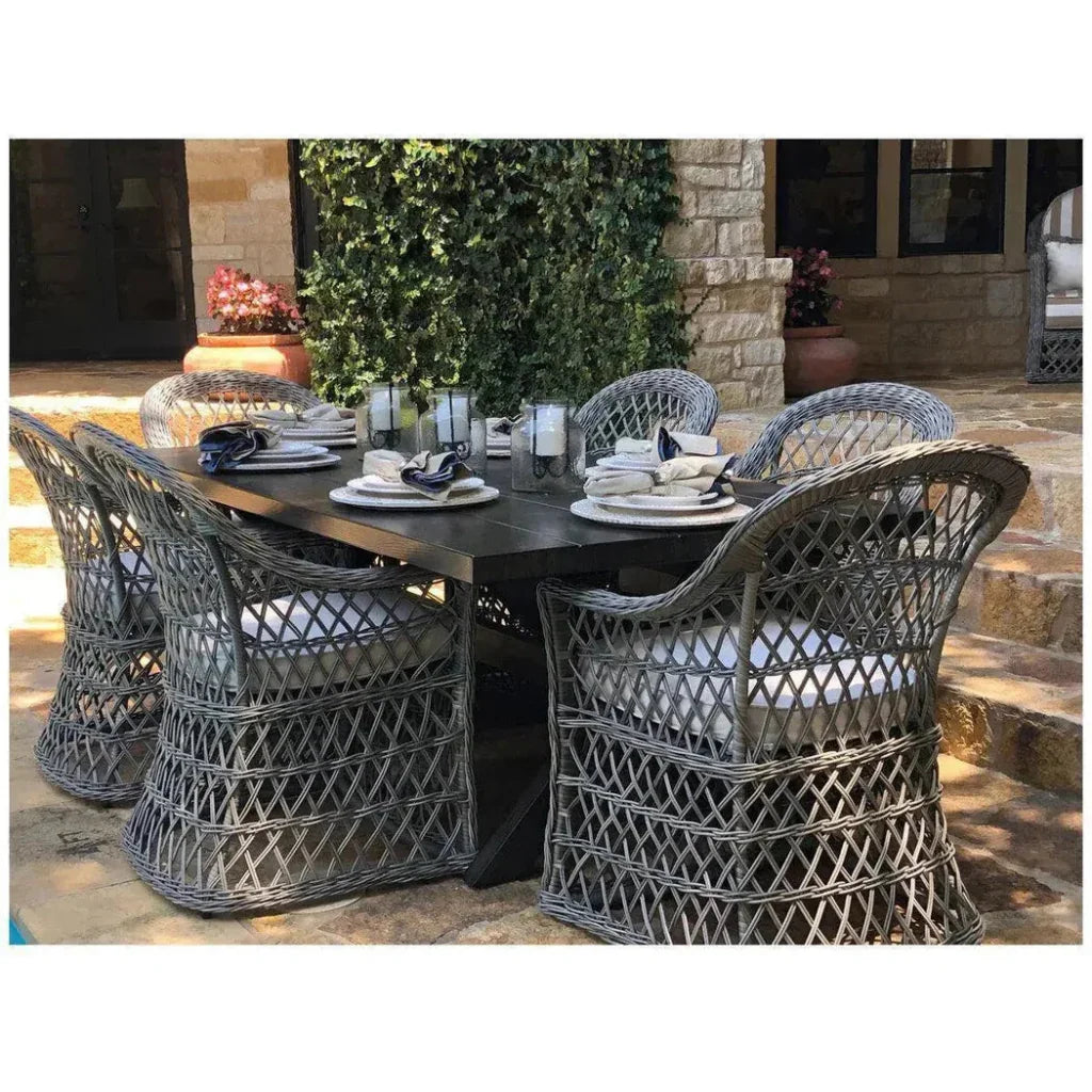 LOOMLAN Rectangular 7PC Outdoor Dining Set Wicker Armchairs