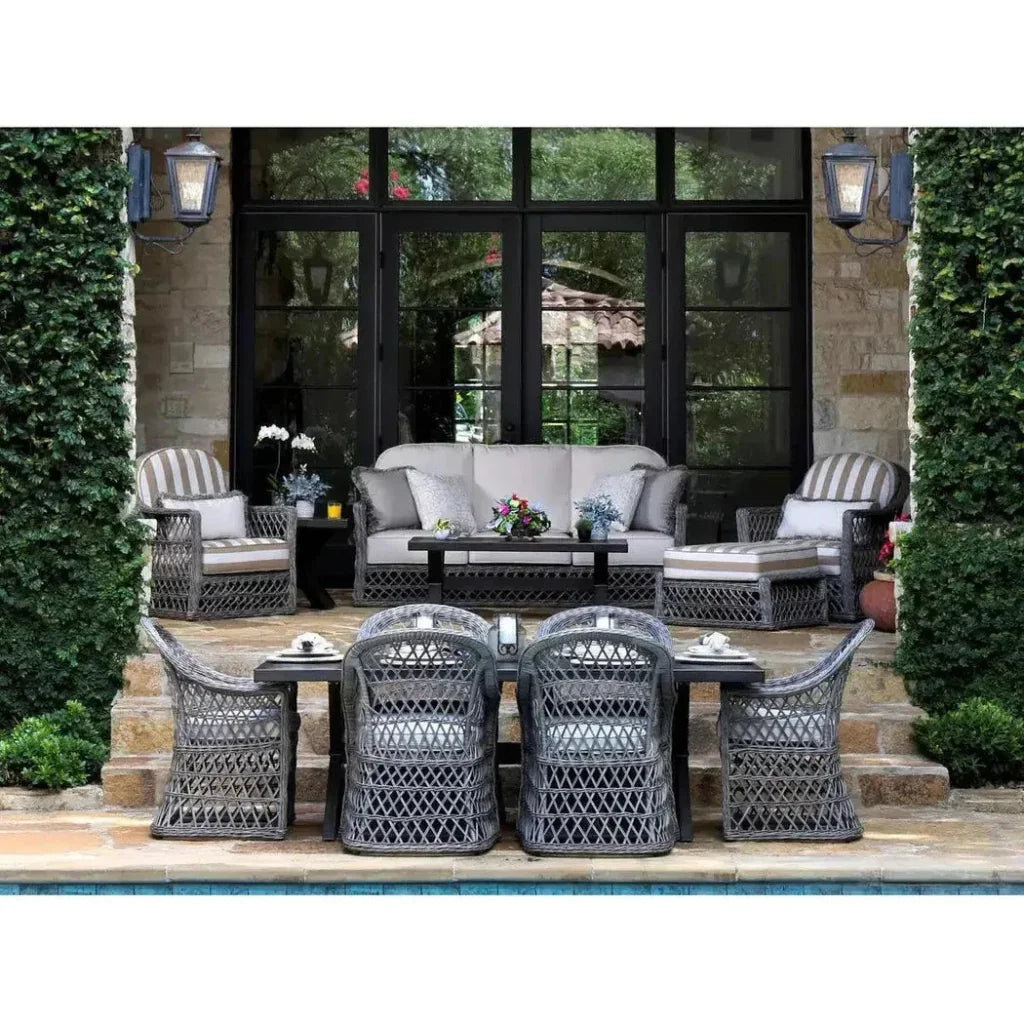 LOOMLAN Rectangular 7PC Outdoor Dining Set Wicker Armchairs