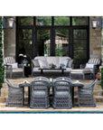 LOOMLAN Rectangular 7PC Outdoor Dining Set Wicker Armchairs