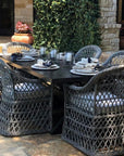 LOOMLAN Rectangular 7PC Outdoor Dining Set Wicker Armchairs