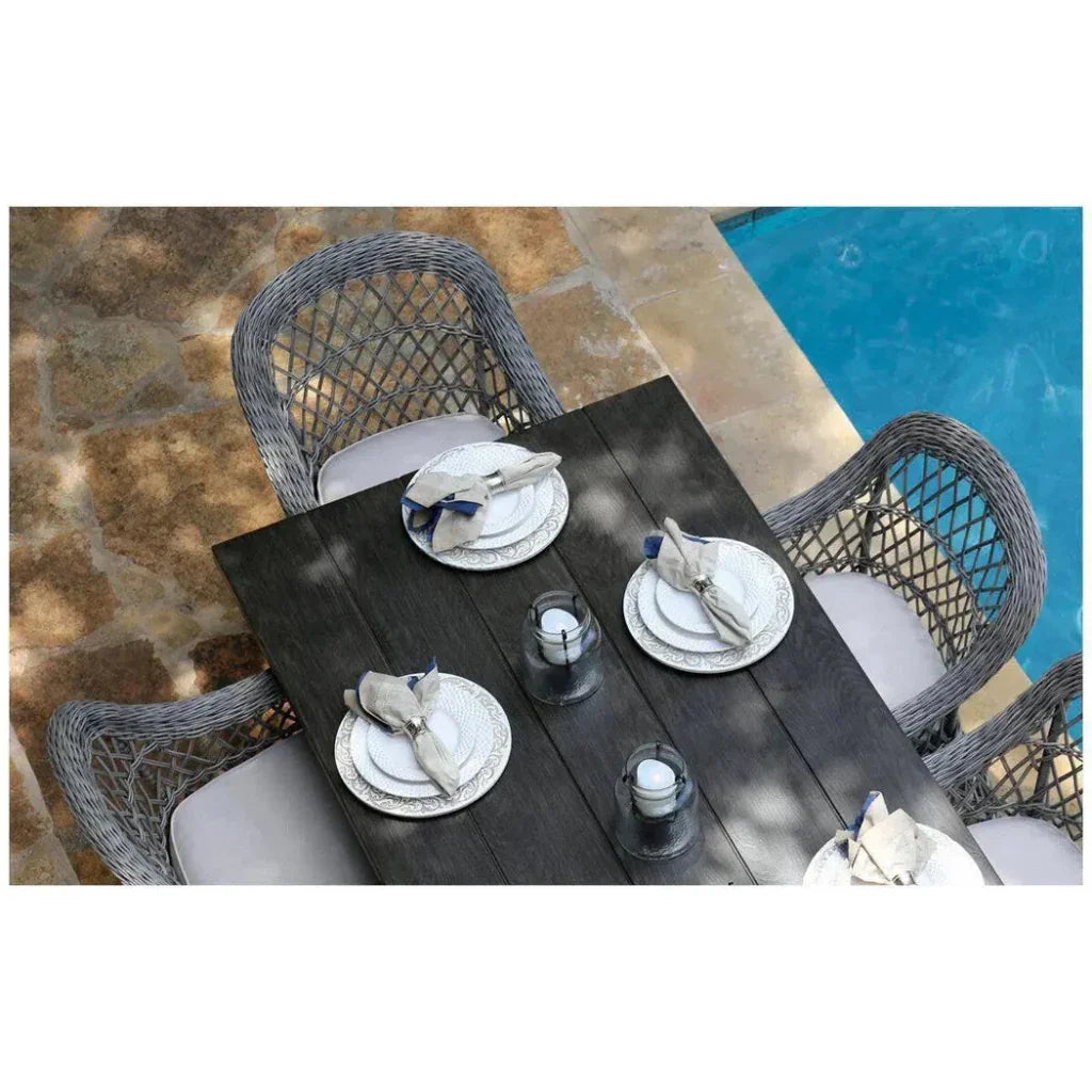 LOOMLAN Rectangular 7PC Outdoor Dining Set Wicker Armchairs