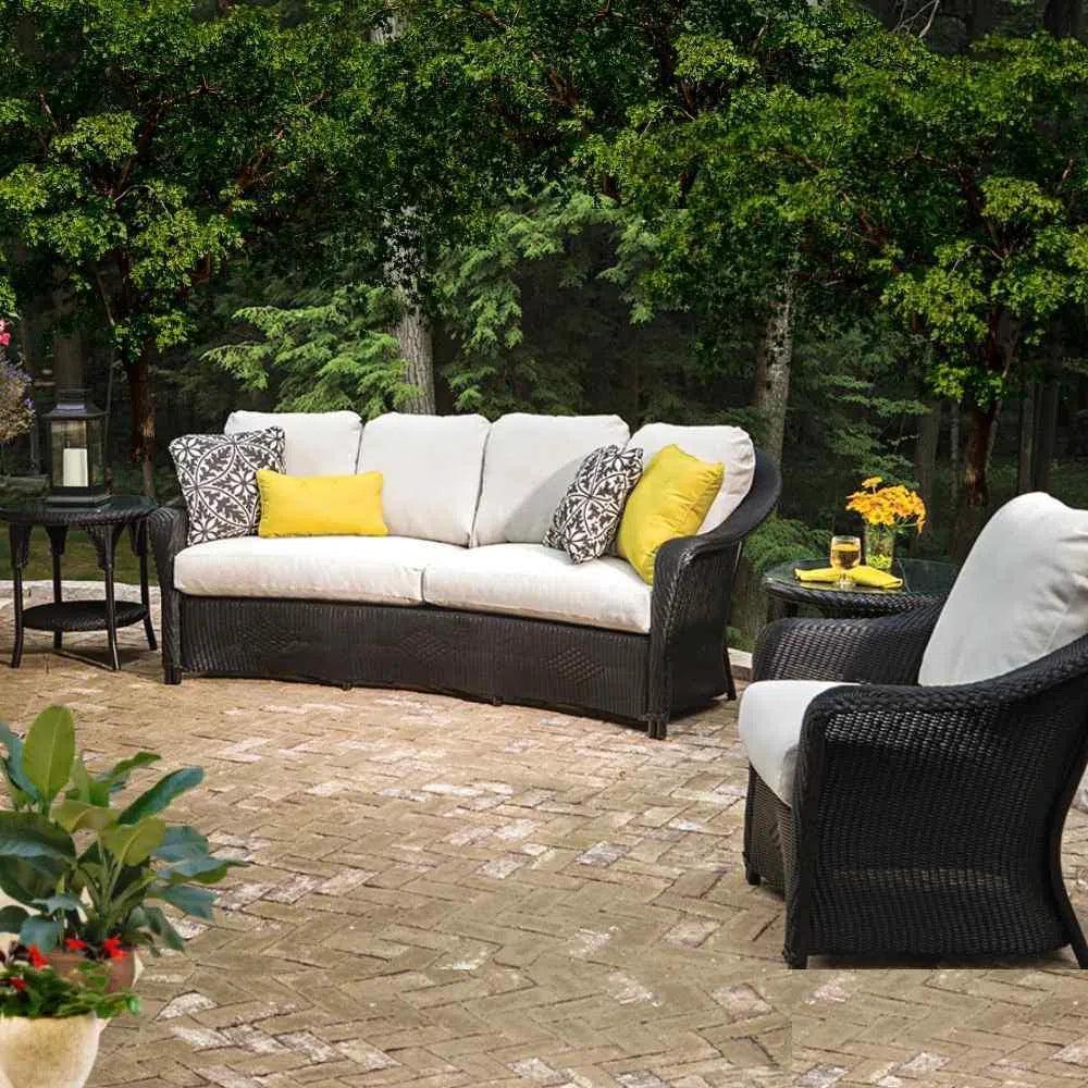 Reflections Crescent Sofa All Weather Wicker Sunbrella - LOOMLAN - Lloyd Flanders - Outdoor Sofas &amp; Loveseats