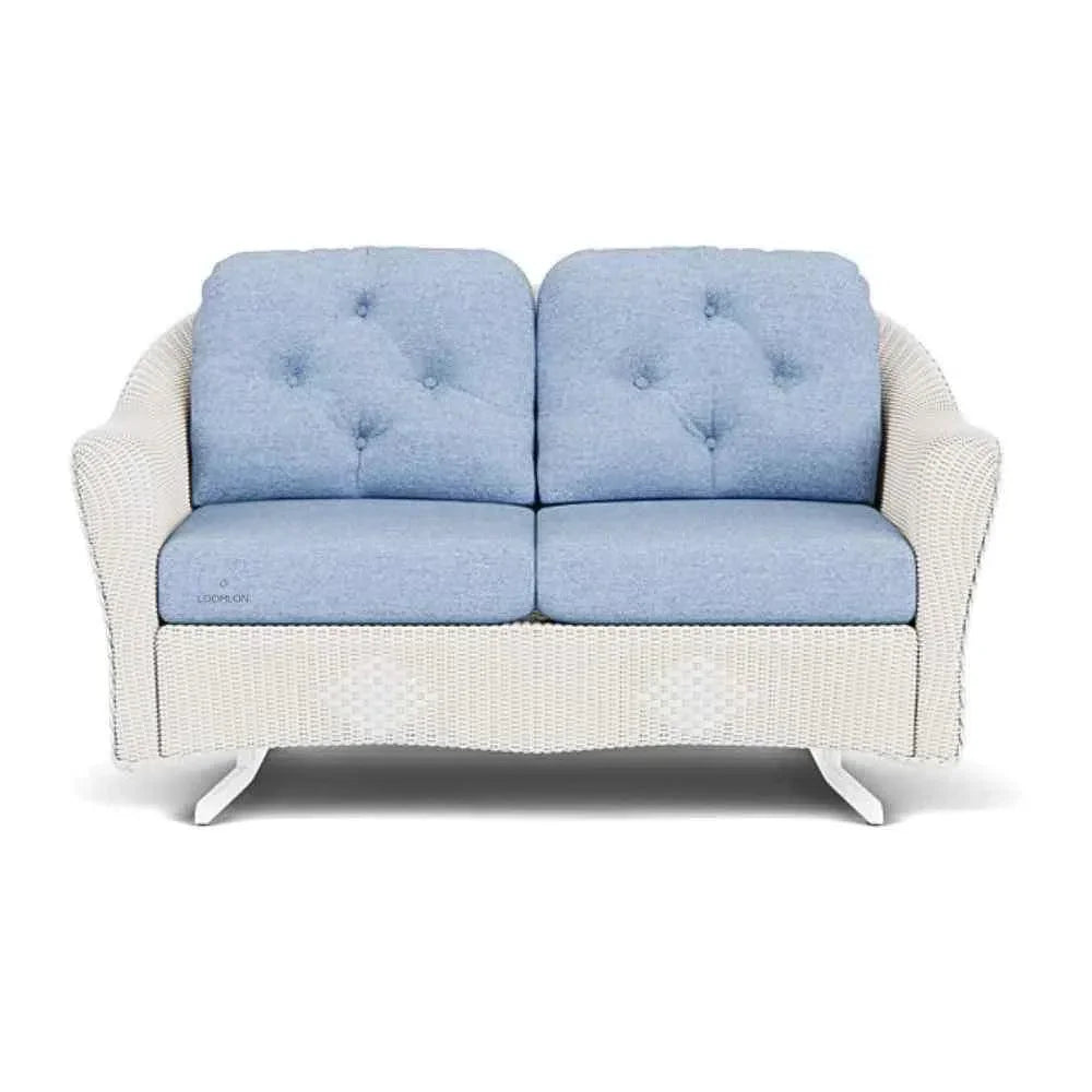 Lloyd Flanders Reflections Wicker Glider Loveseat Sunbrella Cushions