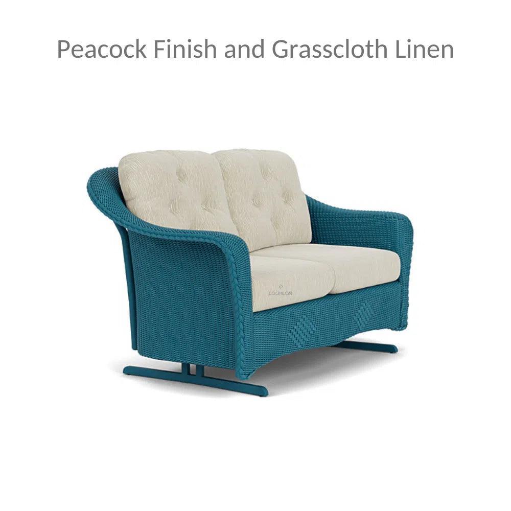 Lloyd Flanders Reflections Wicker Glider Loveseat Sunbrella Cushions