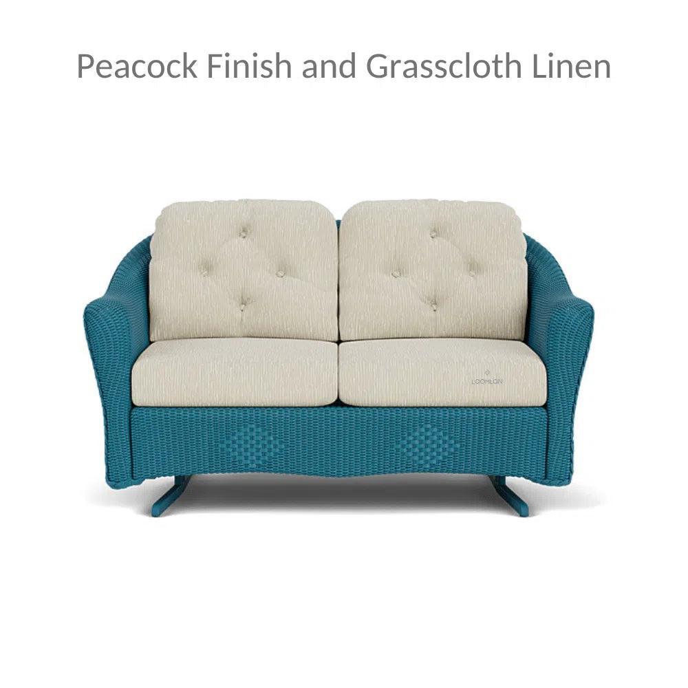 Lloyd Flanders Reflections Wicker Glider Loveseat Sunbrella Cushions