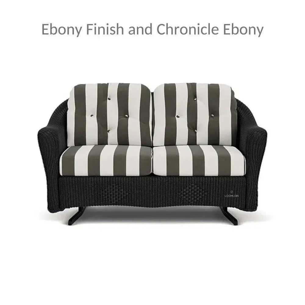 Lloyd Flanders Reflections Wicker Glider Loveseat Sunbrella Cushions