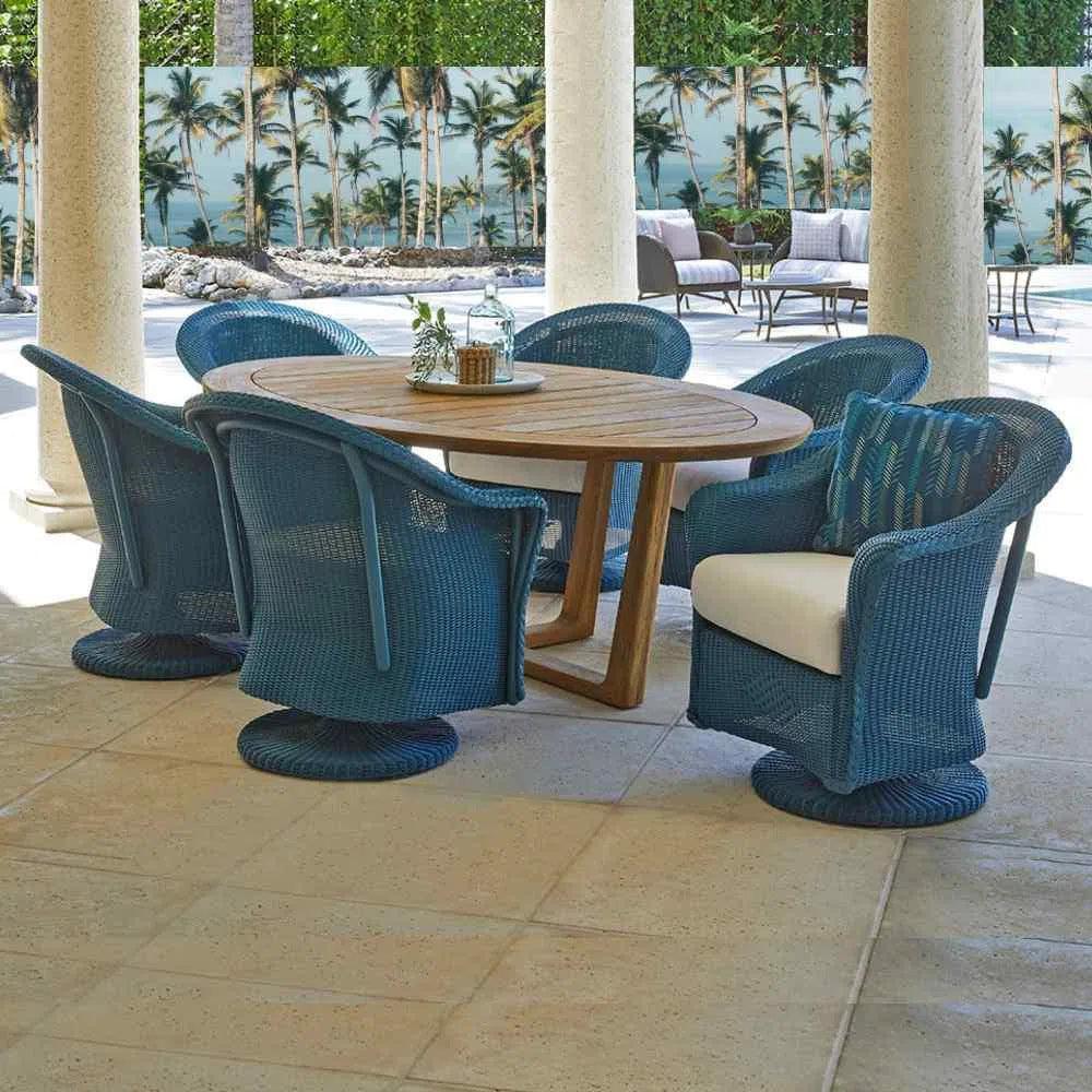 Reflections Wicker Patio Swivel Rocker Dining Chair - LOOMLAN - Lloyd Flanders - Outdoor Dining Chairs