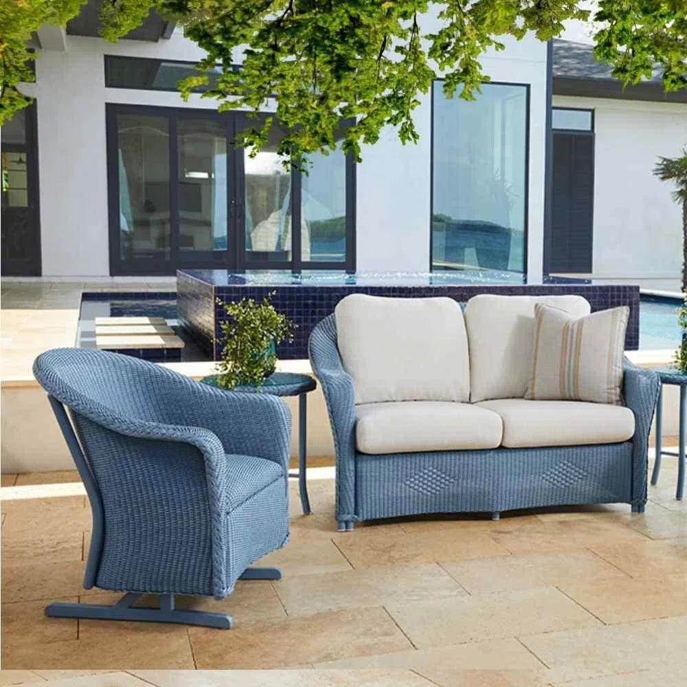 Reflections Wicker Porch Rocker Chair Sunbrella Cushion - LOOMLAN - Lloyd Flanders - Outdoor Lounge Chairs