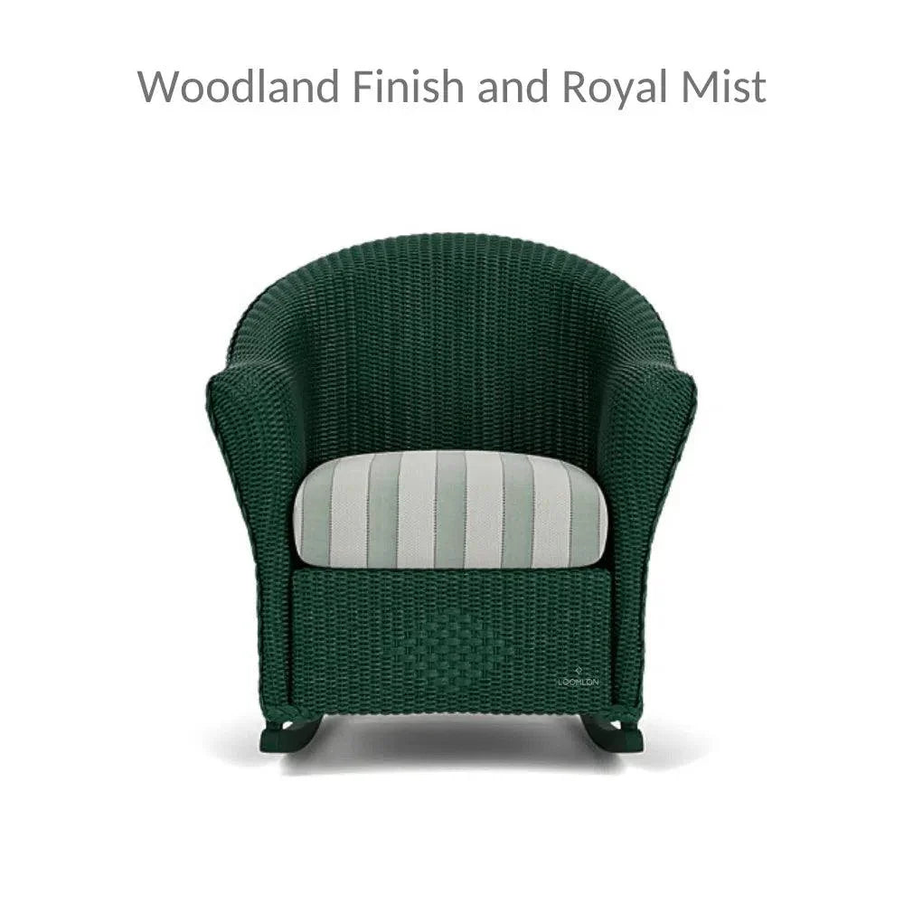 Reflections Wicker Porch Rocker Chair Sunbrella Cushion - LOOMLAN - Lloyd Flanders - Outdoor Lounge Chairs