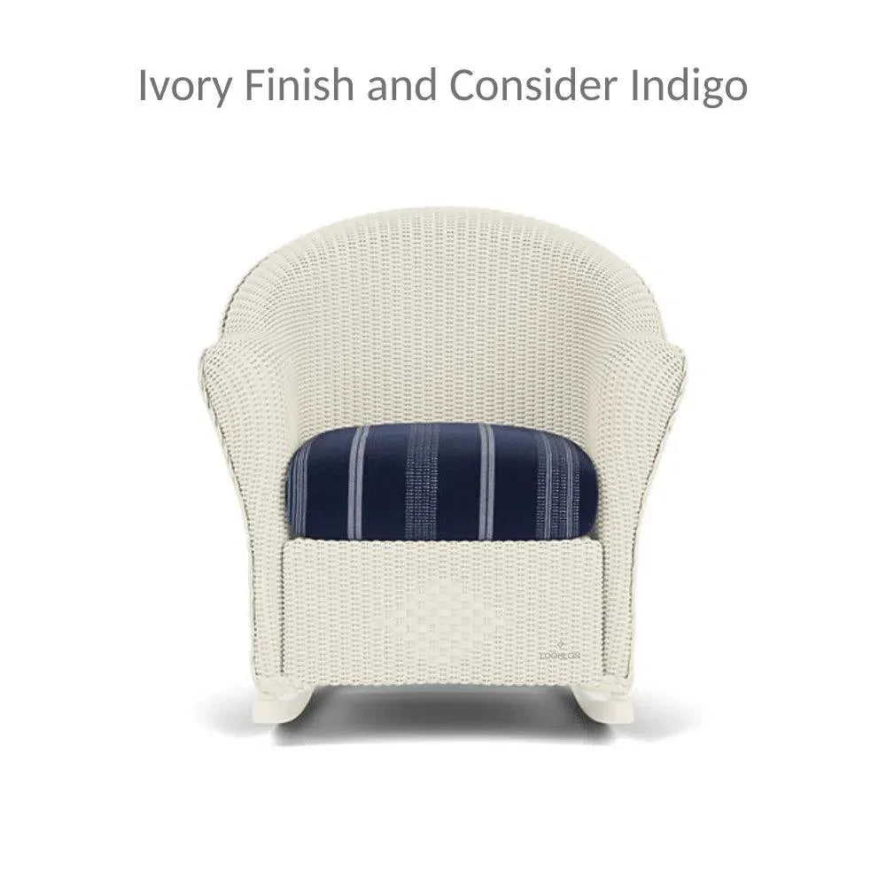 Reflections Wicker Porch Rocker Chair Sunbrella Cushion - LOOMLAN - Lloyd Flanders - Outdoor Lounge Chairs