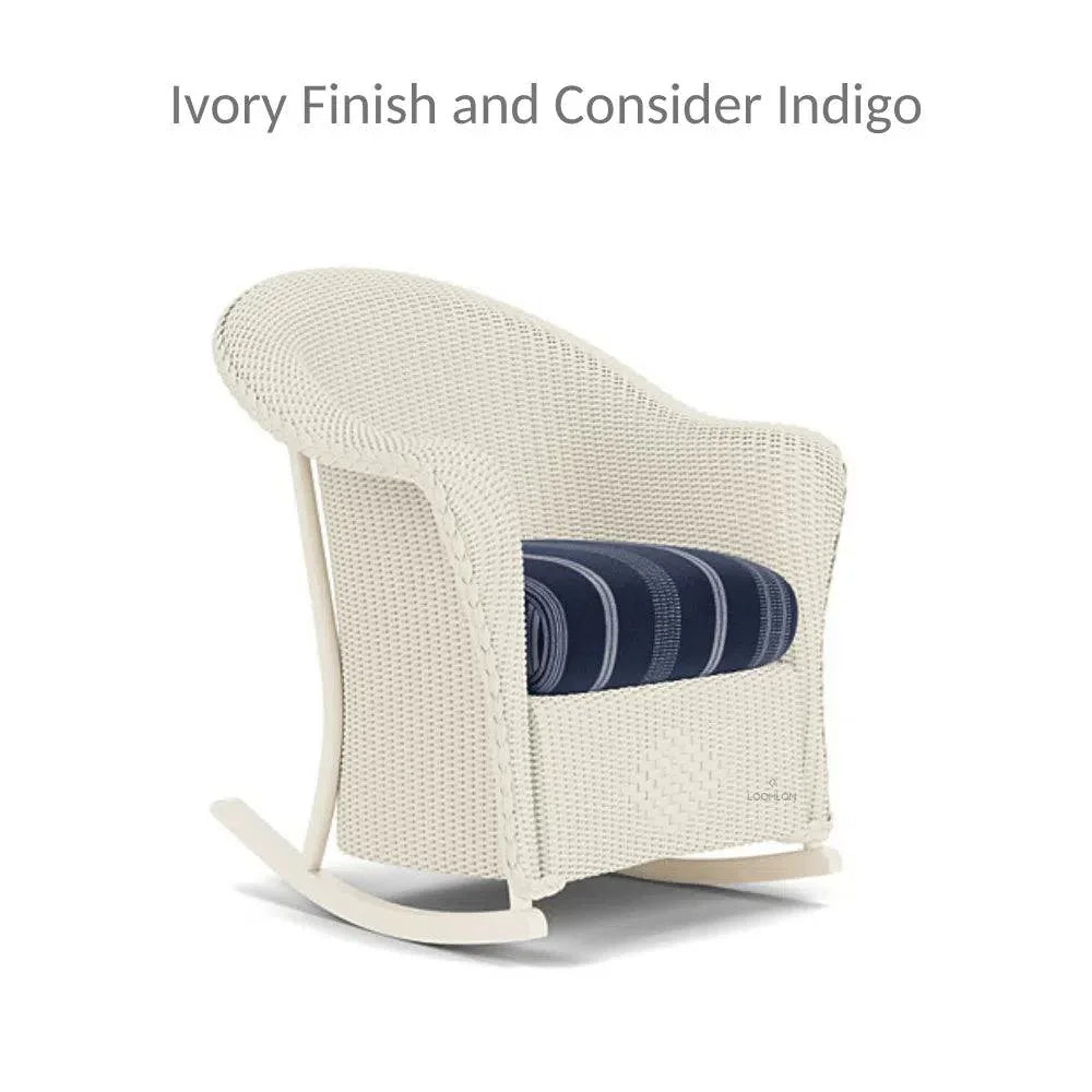 Reflections Wicker Porch Rocker Chair Sunbrella Cushion - LOOMLAN - Lloyd Flanders - Outdoor Lounge Chairs