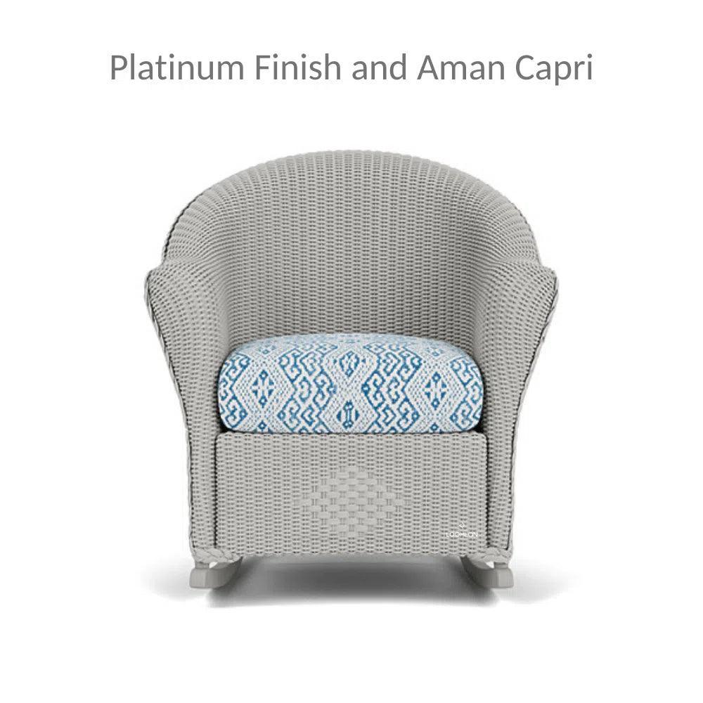 Reflections Wicker Porch Rocker Chair Sunbrella Cushion - LOOMLAN - Lloyd Flanders - Outdoor Lounge Chairs