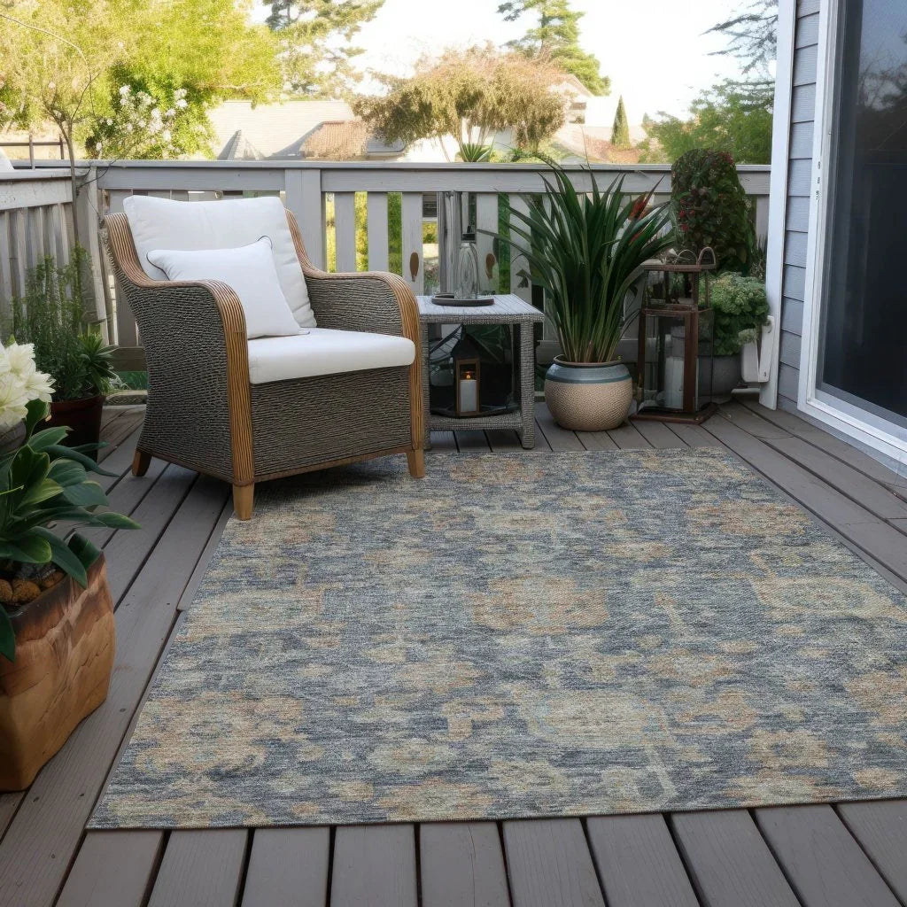 LOOMLAN Rugs Riga Blue Washable Indoor-Outdoor Rug