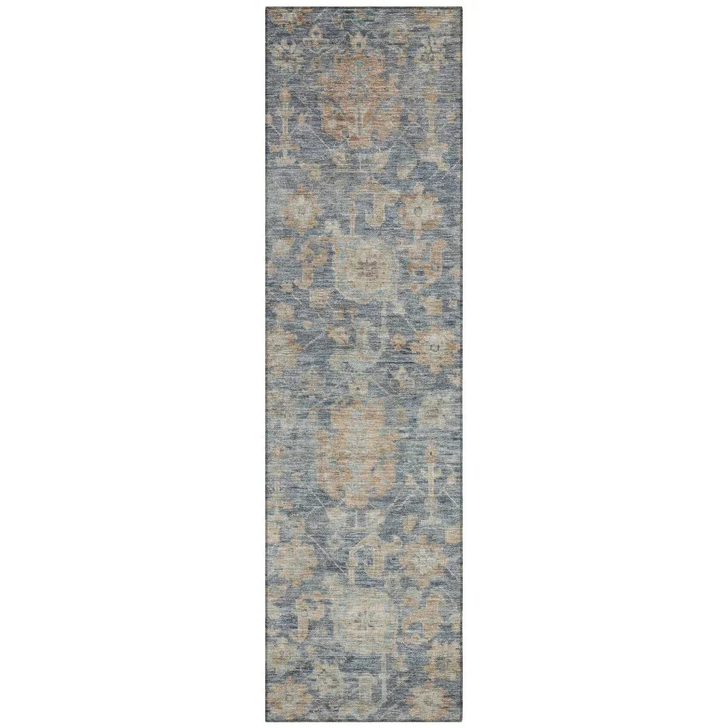 LOOMLAN Rugs Riga Blue Washable Indoor-Outdoor Rug