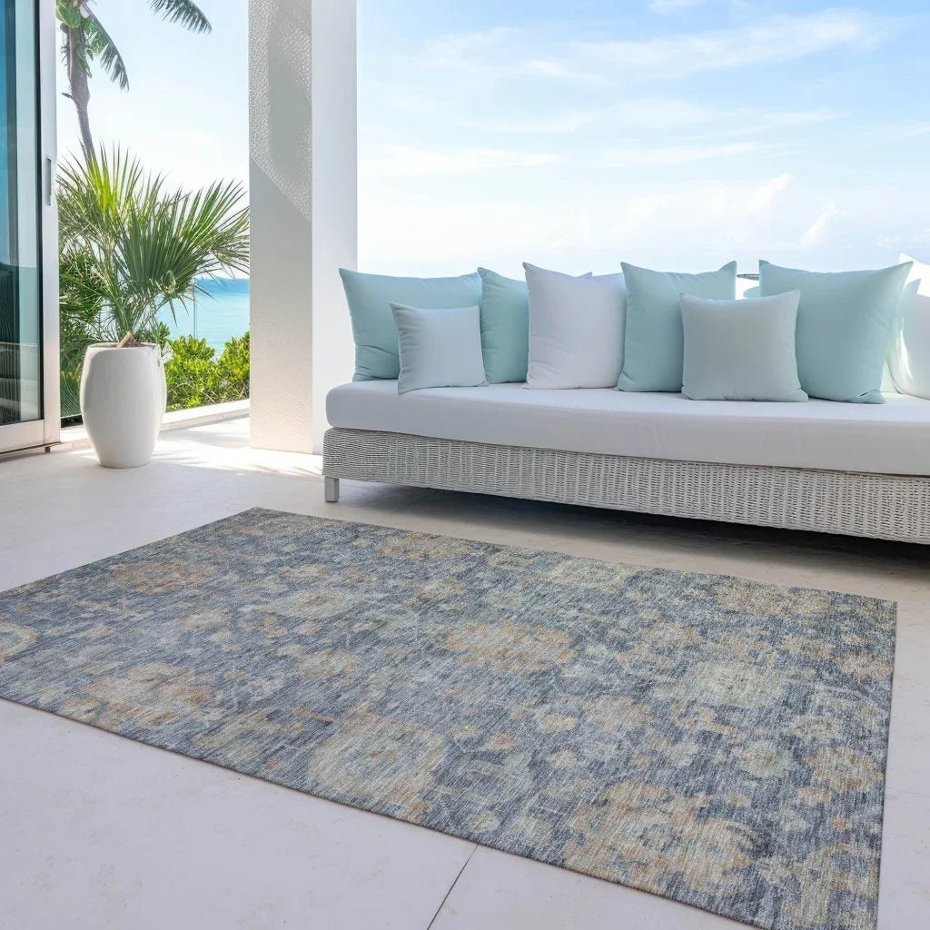 LOOMLAN Rugs Riga Blue Washable Indoor-Outdoor Rug