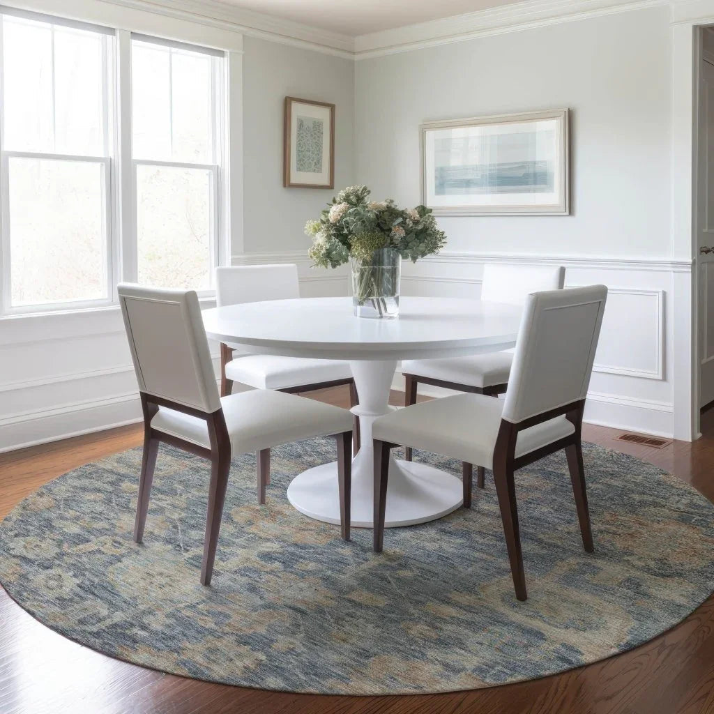 LOOMLAN Rugs Riga Blue Washable Indoor-Outdoor Rug