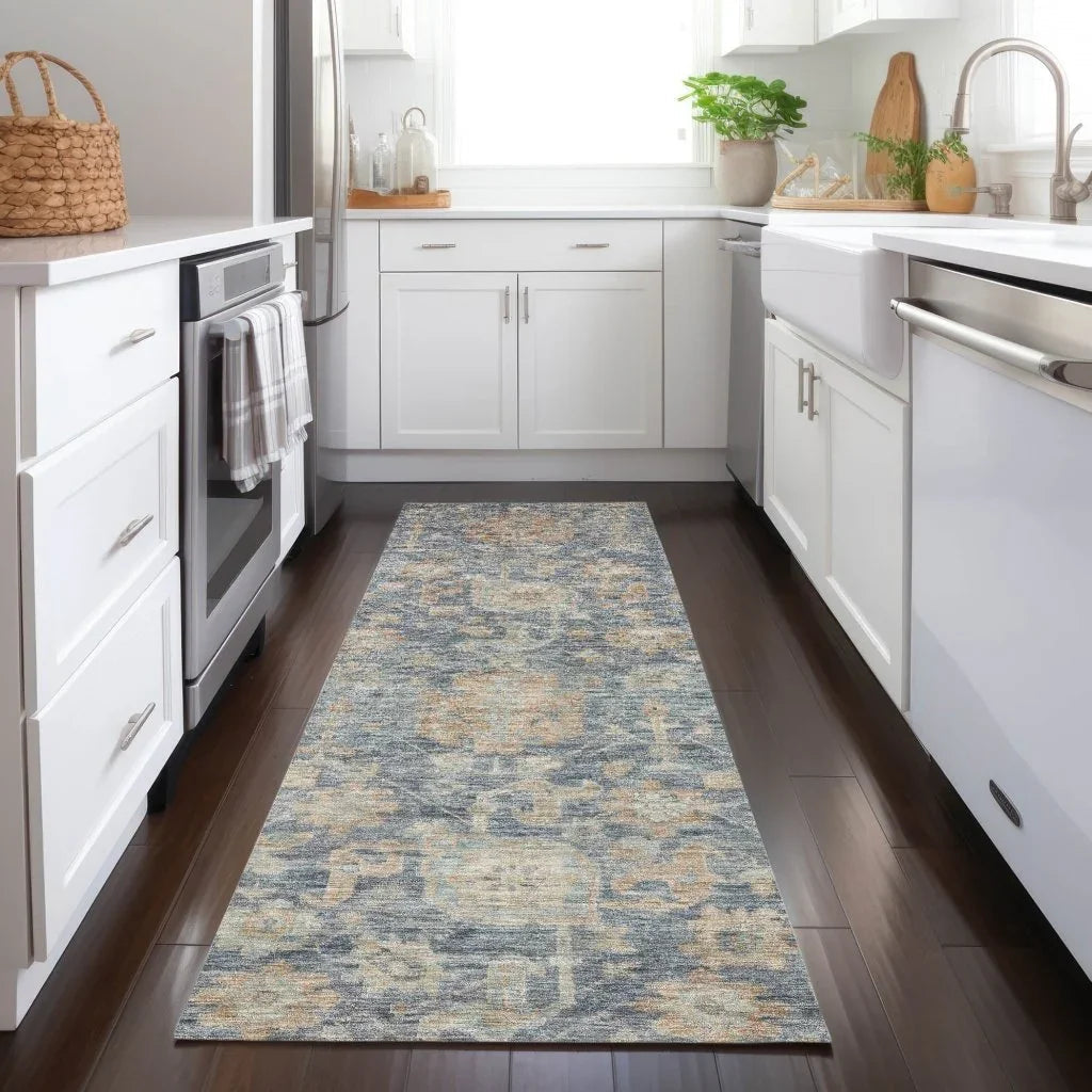 LOOMLAN Rugs Riga Blue Washable Indoor-Outdoor Rug