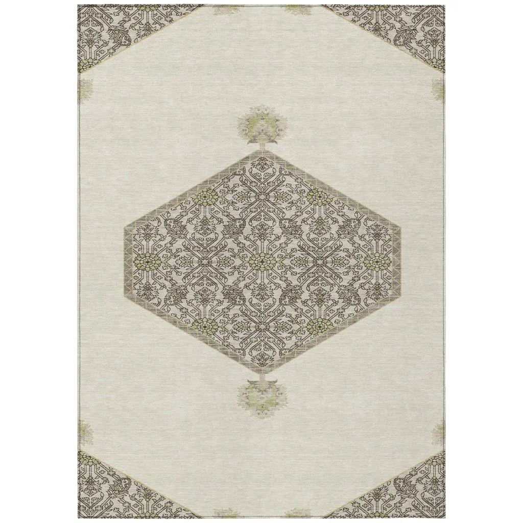 LOOMLAN Rugs Riven Ivory Washable Indoor-Outdoor Rug