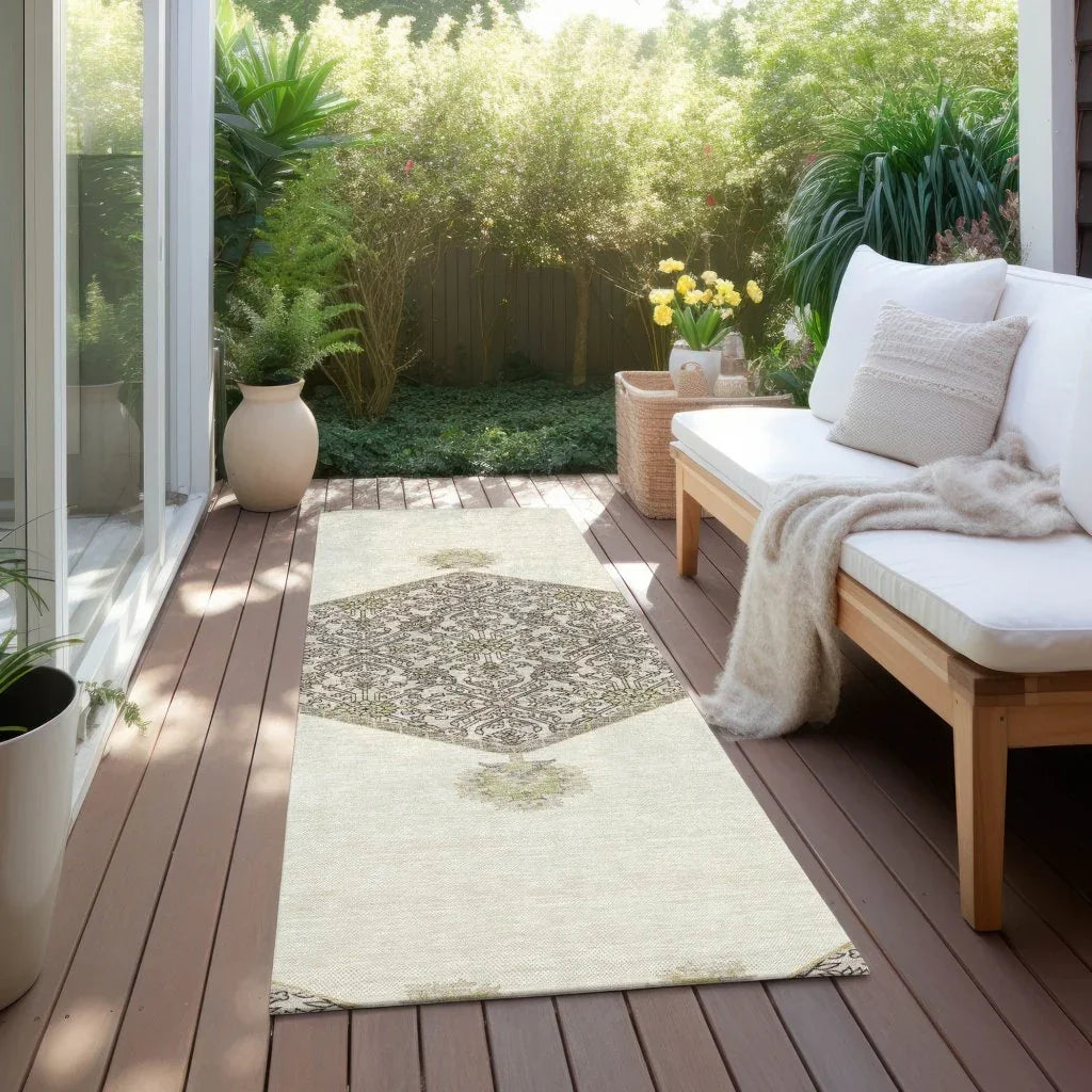 LOOMLAN Rugs Riven Ivory Washable Indoor-Outdoor Rug