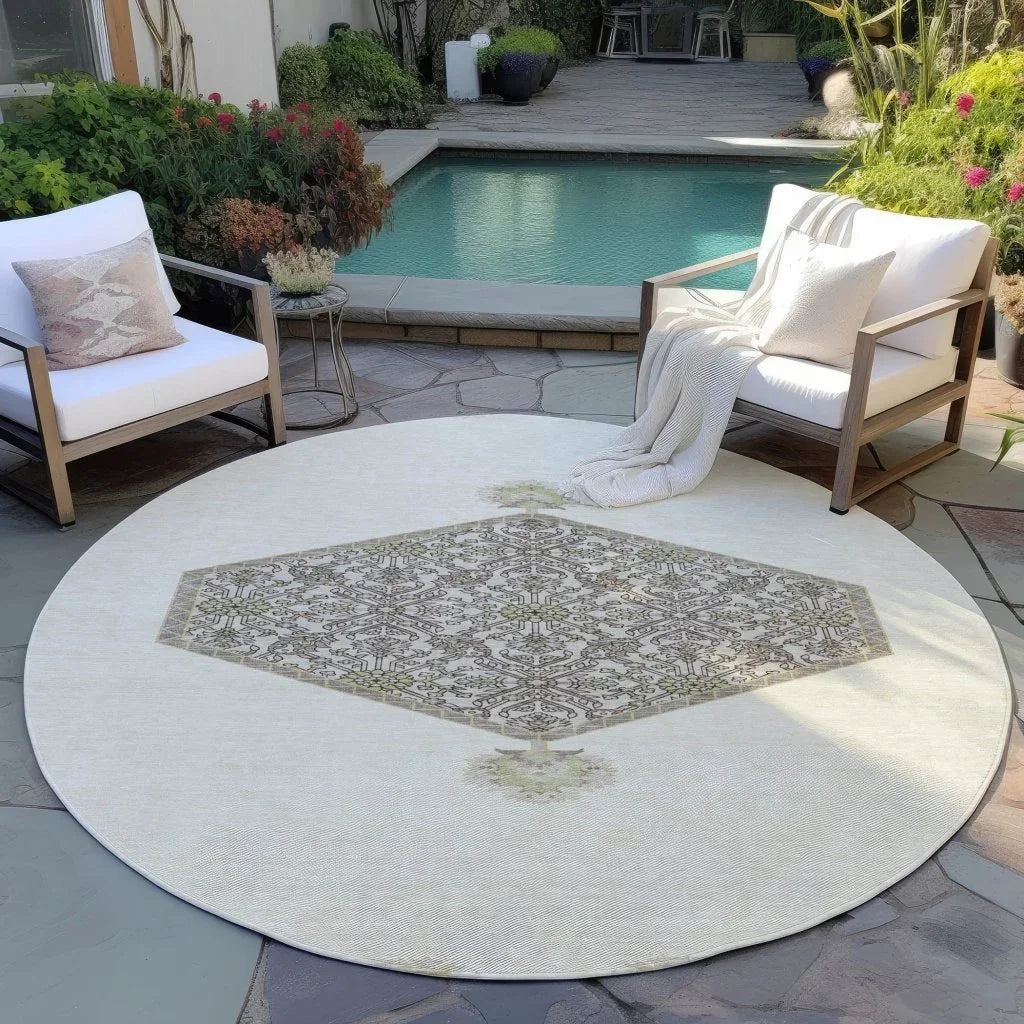 LOOMLAN Rugs Riven Ivory Washable Indoor-Outdoor Rug